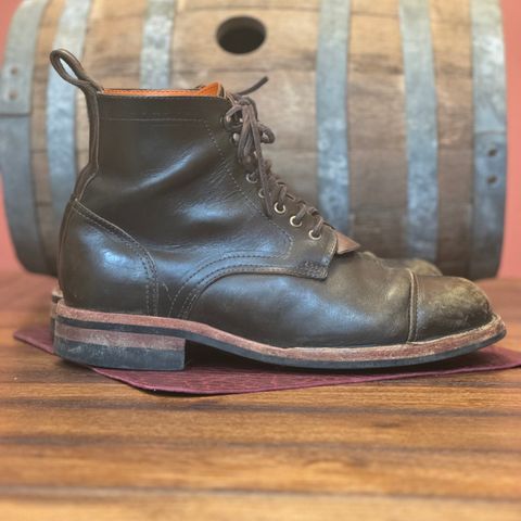 View photo of Bordon Tukano Boots in Wickett & Craig Olive H Latigo