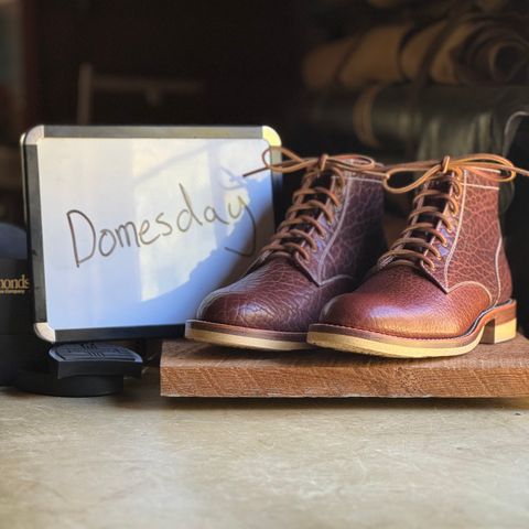 View photo of Caswell Boot Company Shaw in Maverick Leather Chocolate Glazed Shrunken Bison