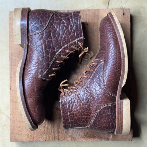 View photo of Caswell Boot Company Shaw in Maverick Leather Chocolate Glazed Shrunken Bison