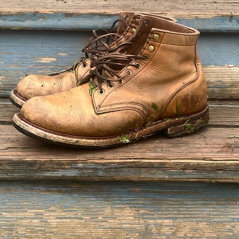 Charcoal Plain Toe Boot in Horween Natural Cypress