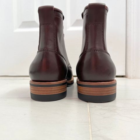 Flame Panda Brogue Cap Toe Service Boot in Maryam Burgundy-Overdyed Horsebutt