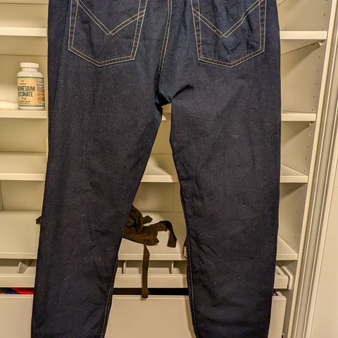 View photo of Luxire Navy Multicolor Speckled Jeans in 14.5 Oz