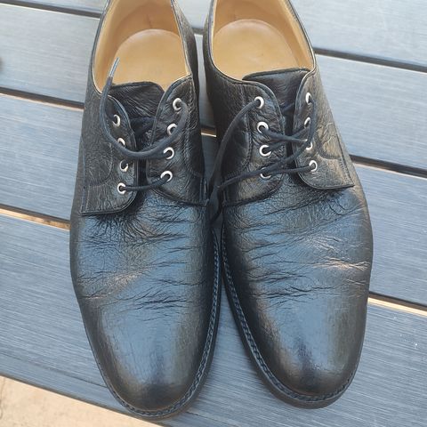 View photo of Gravati Plain Toe Blucher in Black Peccary