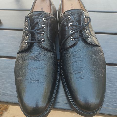 View photo of Gravati Plain Toe Blucher in Black Peccary