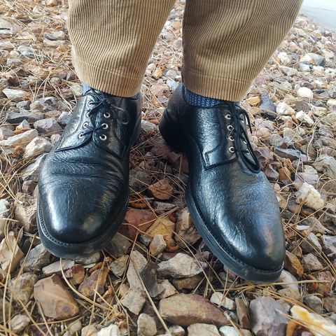 View photo of Gravati Plain Toe Blucher in Black Peccary