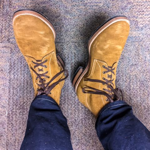 View photo of Kiattoko Handmade Boondockers in Horween Wheat Chamois Roughout