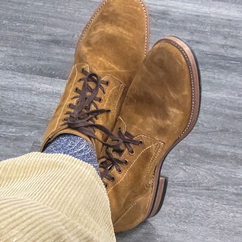 View photo of Kiattoko Handmade Boondockers in Horween Wheat Chamois Roughout