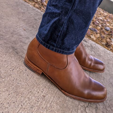 View photo of Sapatero Side Zip in Philippine Dark Mustard Calf