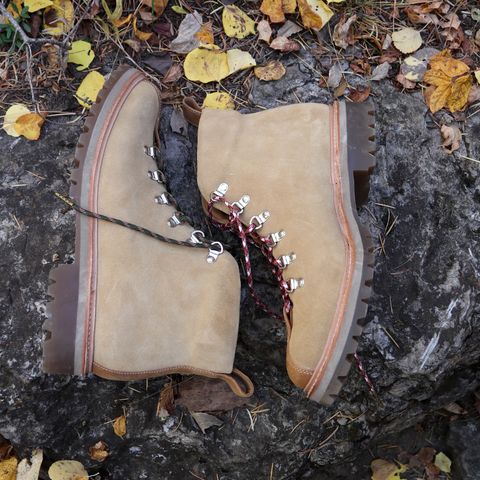 Grenson Bobby in Light-Tan Suede & Ginger Nubuck