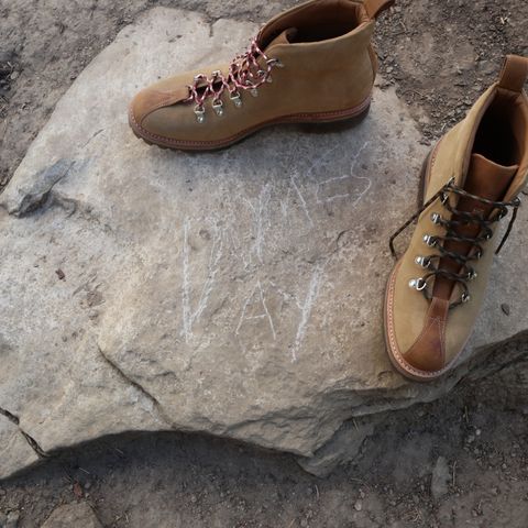 Grenson Bobby in Light-Tan Suede & Ginger Nubuck