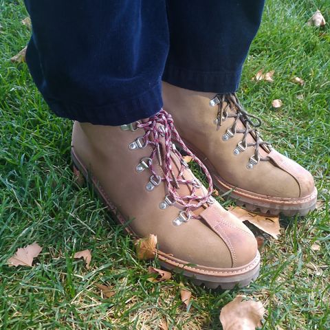 View photo of Grenson Bobby in Light-Tan Suede & Ginger Nubuck