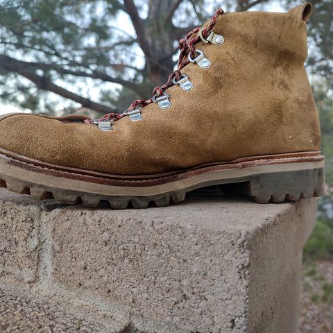 View photo of Grenson Bobby in Light-Tan Suede & Ginger Nubuck