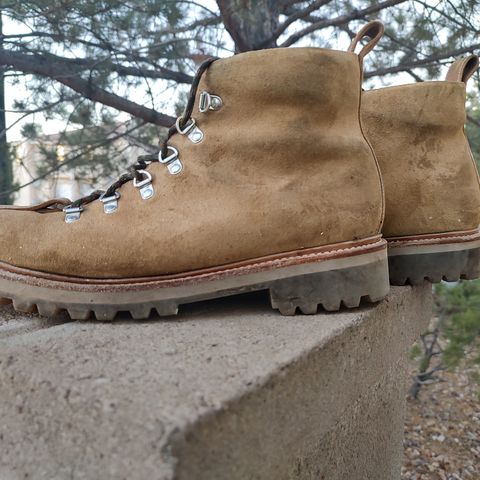 View photo of Grenson Bobby in Light-Tan Suede & Ginger Nubuck