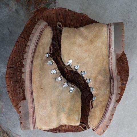 View photo of Grenson Bobby in Light-Tan Suede & Ginger Nubuck