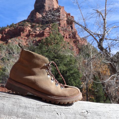 View photo of Grenson Bobby in Light-Tan Suede & Ginger Nubuck