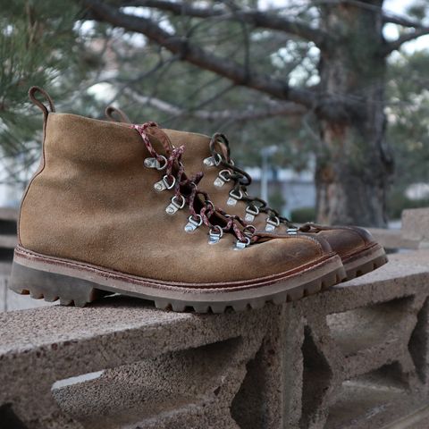 View photo of Grenson Bobby in Light-Tan Suede & Ginger Nubuck