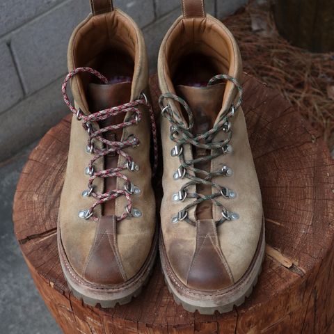 View photo of Grenson Bobby in Light-Tan Suede & Ginger Nubuck