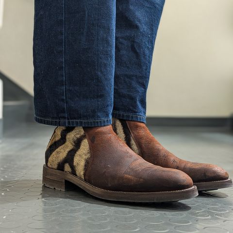 Arno Bliskavka in C.F. Stead Polo Brown Unicorn Elk & Zebra Hair On Hide