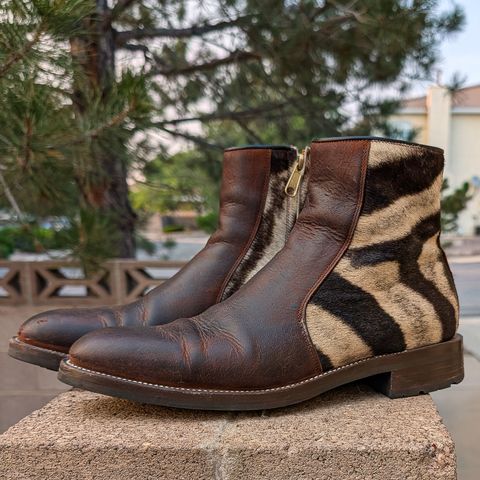 Arno Bliskavka in C.F. Stead Polo Brown Unicorn Elk & Zebra Hair On Hide