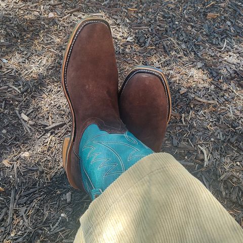 Fenoglio South Texas Tack Exclusive in Nicotine Roughout With Distressed Turquoise