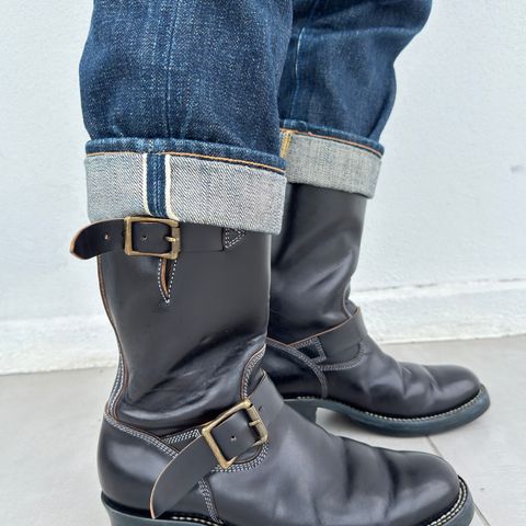 Flame Panda Engineer Boot in FP Natural Shell cordovan - Overdyed Brown Then Black