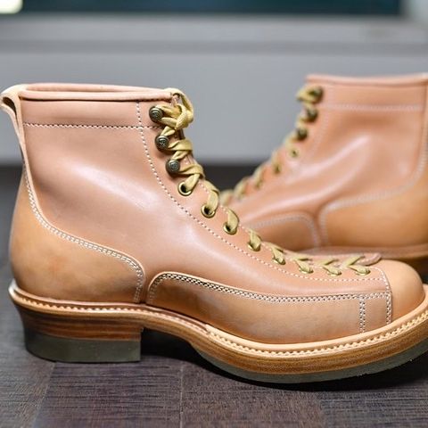 Flame Panda Monkey Boot in Tochigi Natural Cowhide & Maryam Natural Horsebutt