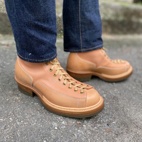Flame Panda Monkey Boot in Tochigi Natural Cowhide & Maryam Natural Horsebutt