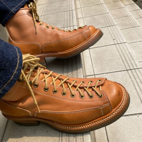 Flame Panda Monkey Boot in Tochigi Natural Cowhide & Maryam Natural Horsebutt