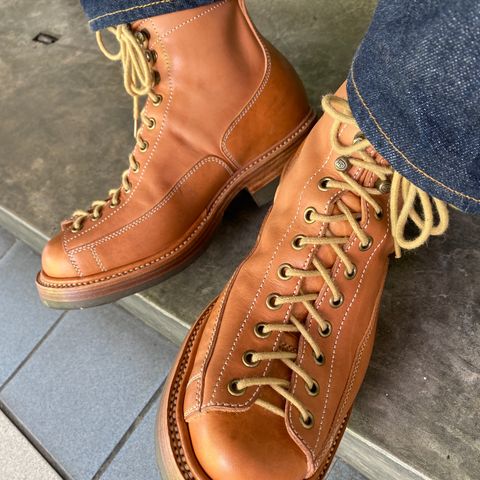 Flame Panda Monkey Boot in Tochigi Natural Cowhide & Maryam Natural Horsebutt