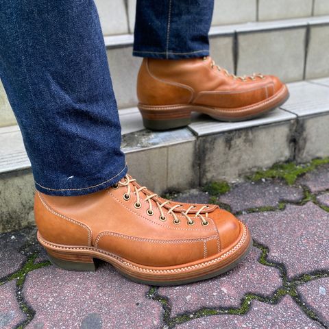 Flame Panda Monkey Boot in Tochigi Natural Cowhide & Maryam Natural Horsebutt