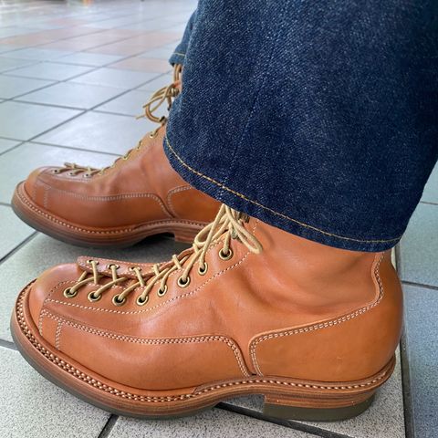Flame Panda Monkey Boot in Tochigi Natural Cowhide & Maryam Natural Horsebutt