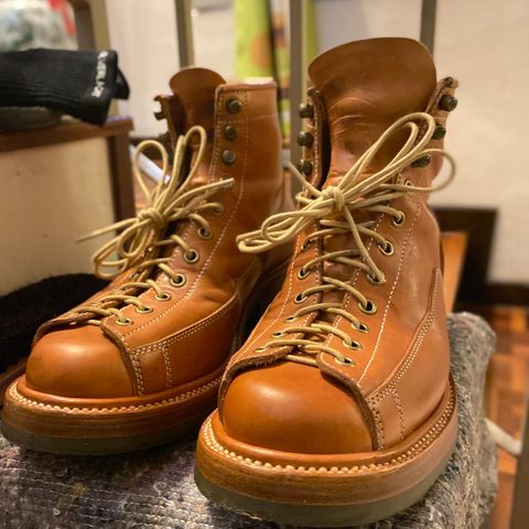 Flame Panda Monkey Boot in Tochigi Natural Cowhide & Maryam Natural Horsebutt