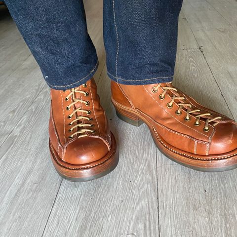 Flame Panda Monkey Boot in Tochigi Natural Cowhide & Maryam Natural Horsebutt