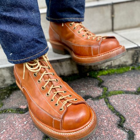 Flame Panda Monkey Boot in Tochigi Natural Cowhide & Maryam Natural Horsebutt