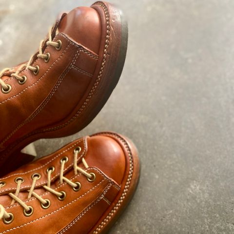 Flame Panda Monkey Boot in Tochigi Natural Cowhide & Maryam Natural Horsebutt