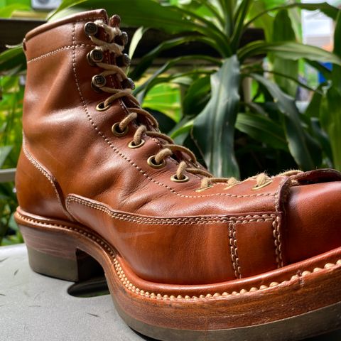 Flame Panda Monkey Boot in Tochigi Natural Cowhide & Maryam Natural Horsebutt