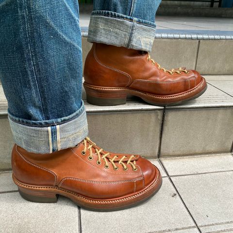 Flame Panda Monkey Boot in Tochigi Natural Cowhide & Maryam Natural Horsebutt