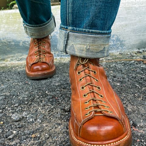 Flame Panda Monkey Boot in Tochigi Natural Cowhide & Maryam Natural Horsebutt