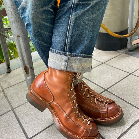 Flame Panda Monkey Boot in Tochigi Natural Cowhide & Maryam Natural Horsebutt