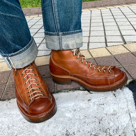 Flame Panda Monkey Boot in Tochigi Natural Cowhide & Maryam Natural Horsebutt