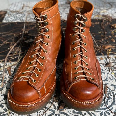 Flame Panda Monkey Boot in Tochigi Natural Cowhide & Maryam Natural Horsebutt