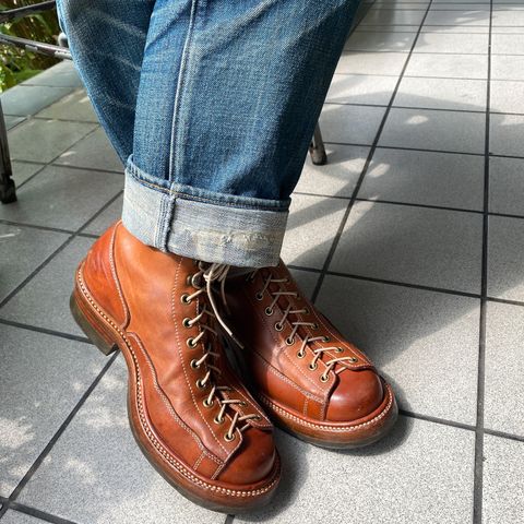 Flame Panda Monkey Boot in Tochigi Natural Cowhide & Maryam Natural Horsebutt
