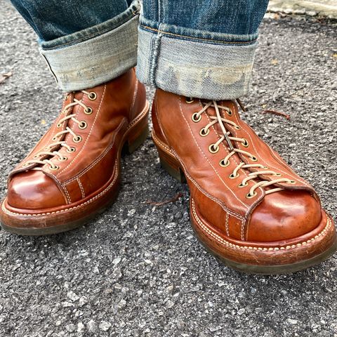 Flame Panda Monkey Boot in Tochigi Natural Cowhide & Maryam Natural Horsebutt