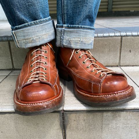 Flame Panda Monkey Boot in Tochigi Natural Cowhide & Maryam Natural Horsebutt