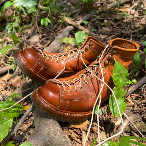 Flame Panda Monkey Boot in Tochigi Natural Cowhide & Maryam Natural Horsebutt