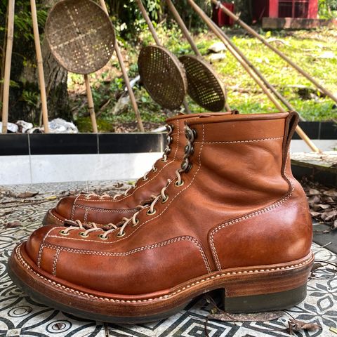 Flame Panda Monkey Boot in Tochigi Natural Cowhide & Maryam Natural Horsebutt