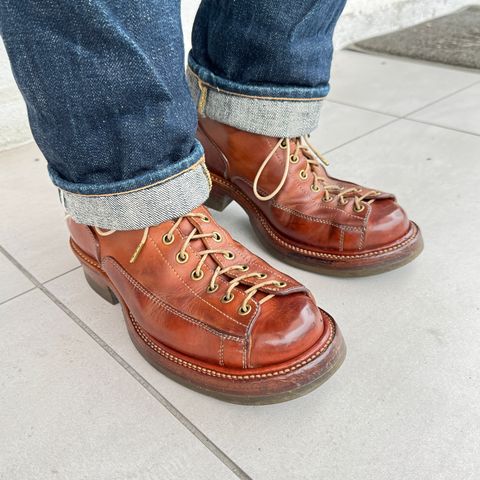 Flame Panda Monkey Boot in Tochigi Natural Cowhide & Maryam Natural Horsebutt