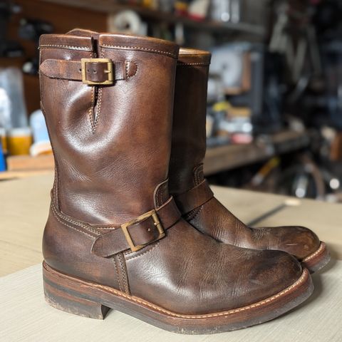 Motor Engineer Boots in Motor / Brown Hand-Dyed Calfskin
