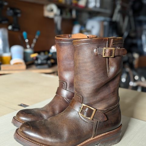 Motor Engineer Boots in Motor / Brown Hand-Dyed Calfskin