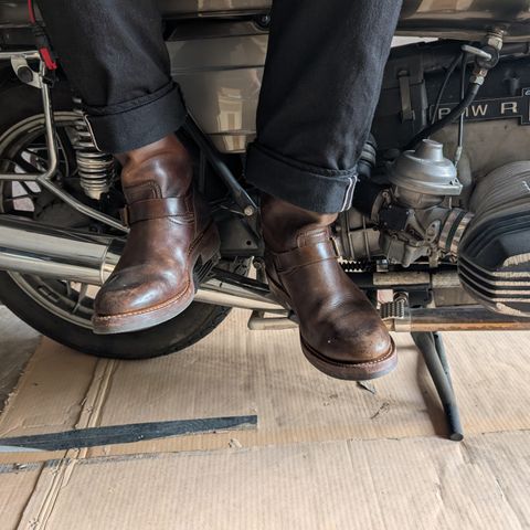 Motor Engineer Boots in Motor / Brown Hand-Dyed Calfskin